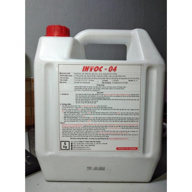 INTOC 04 – Phụ gia chống thấm pha xi măng, chống thấm thuận & ngược
